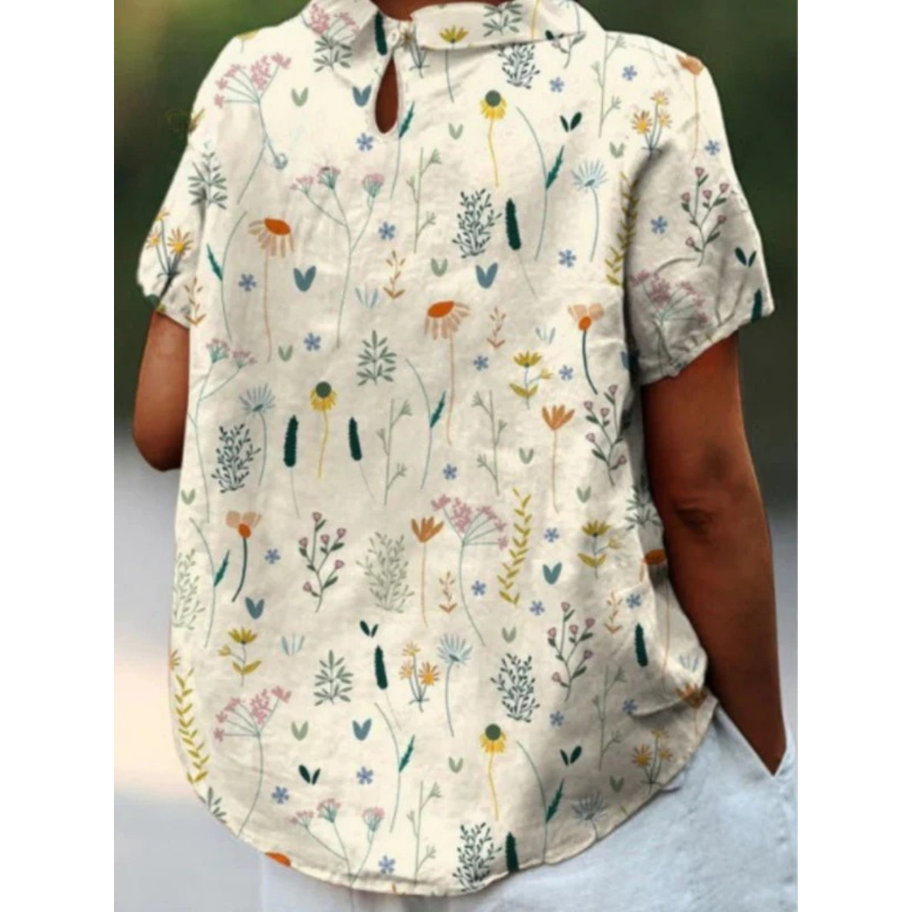 Henrietta | Weiße Damen Elegante Sommerbluse Modern Floral
