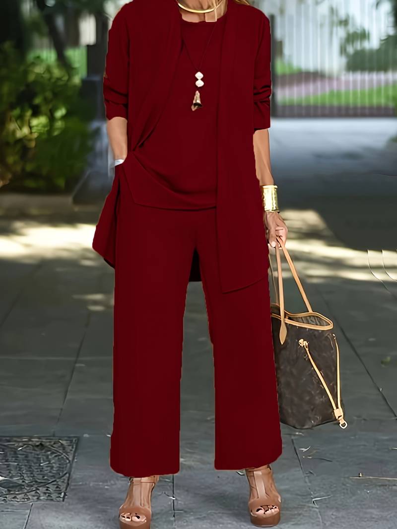Henriette | Damen Dreiteiler Set mit Weiter Hose