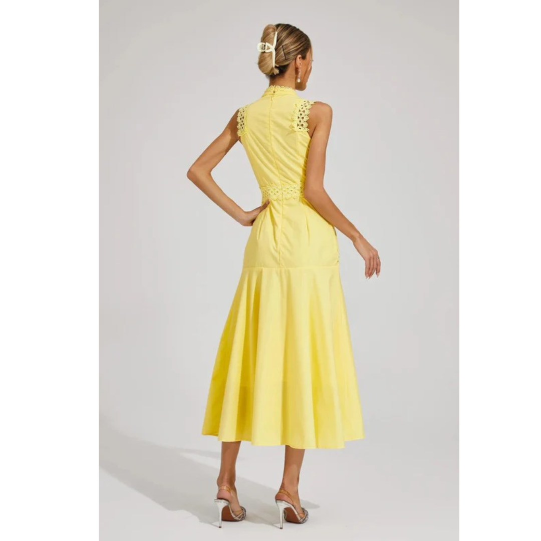 Henriette | Damen Elegant Midikleid Spitze Hochzeit