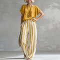 Hermione | Damen Gestreiftes Wide Leg Sommer Set