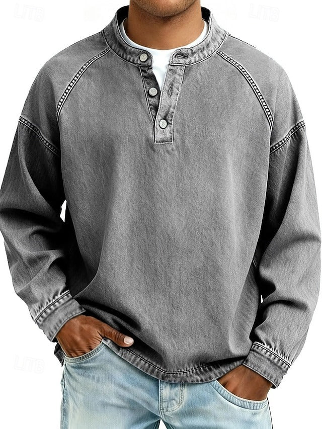 Oskar | Herren Henley-Pullover im Vintage-Look für Alltag