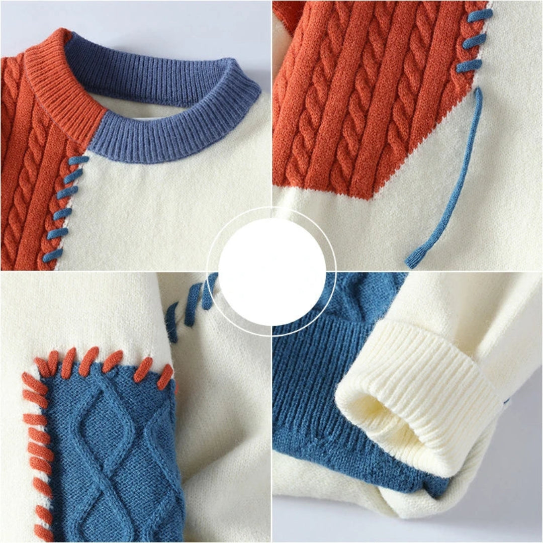 Ben | Herren Kunstvoller Patchwork Pullover für Herbst