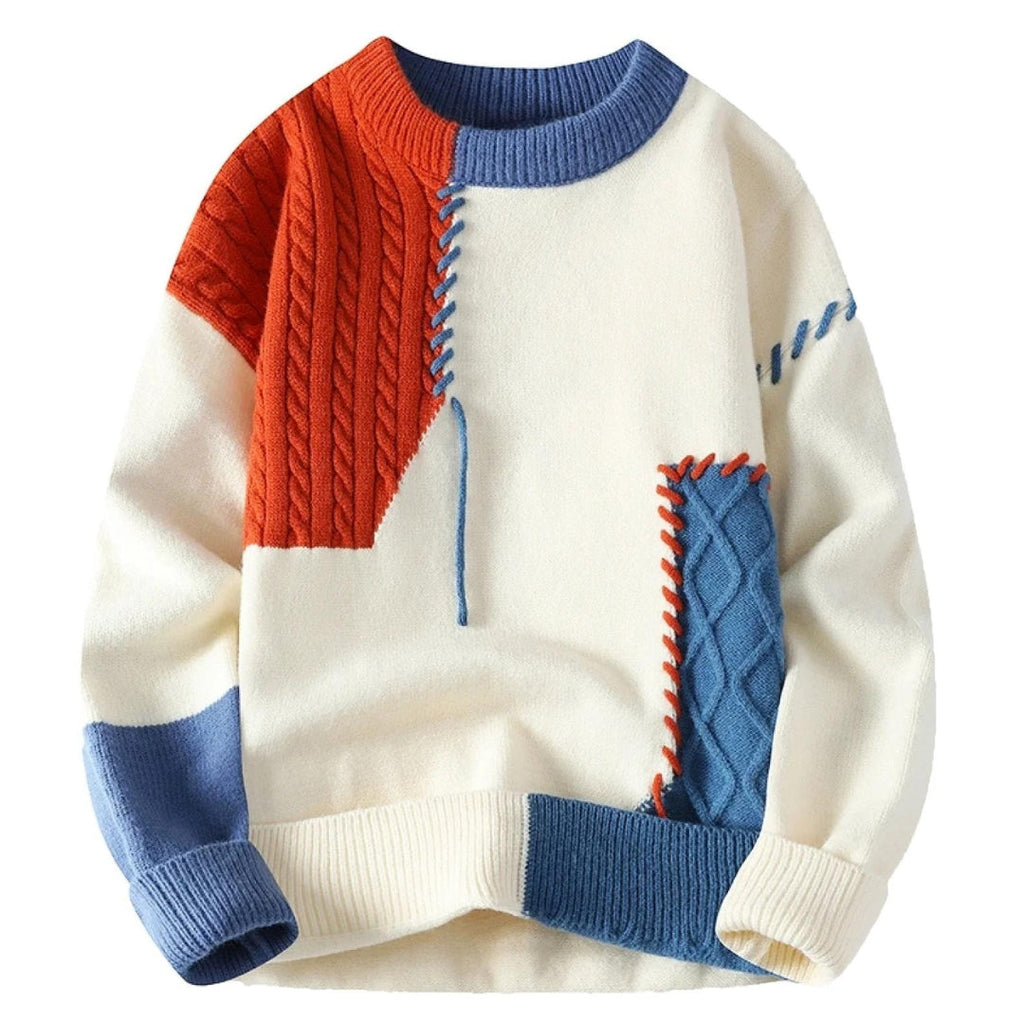 Ben | Herren Kunstvoller Patchwork Pullover für Herbst