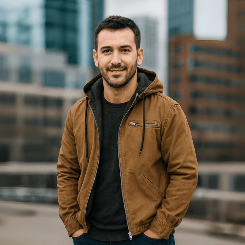 Lukas | Herren Lederjacke im Urban-Stil mit Kapuze