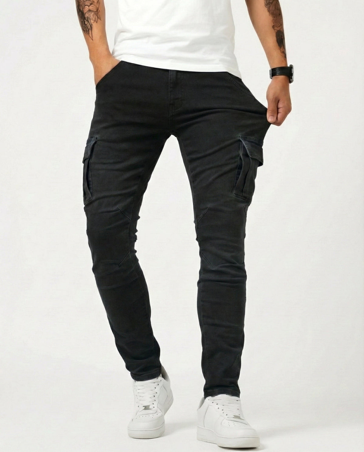 Paul | Herren Moderne Elastische Cargo-Hose Slim