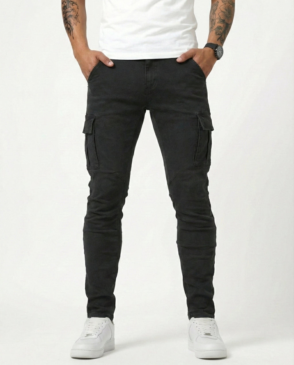 Paul | Herren Moderne Elastische Cargo-Hose Slim
