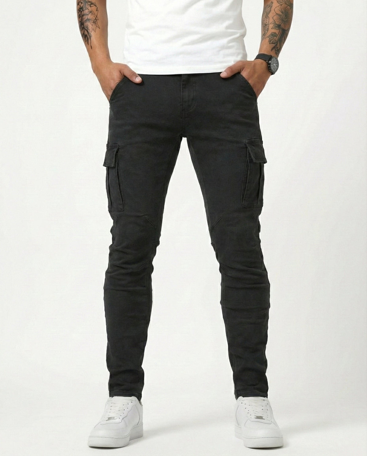 Paul | Herren Moderne Elastische Cargo-Hose Slim