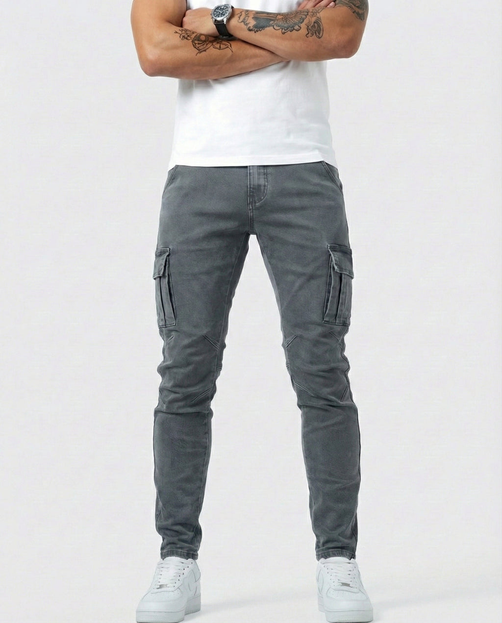 Paul | Herren Moderne Elastische Cargo-Hose Slim