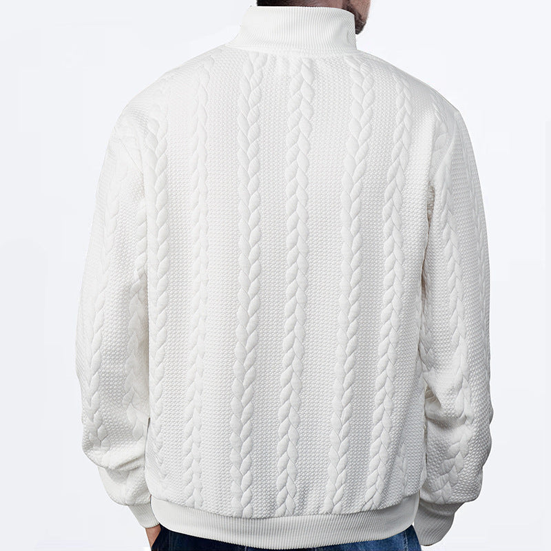 David | Herren Pullover Zopfstrick mit Viertelreißverschluss