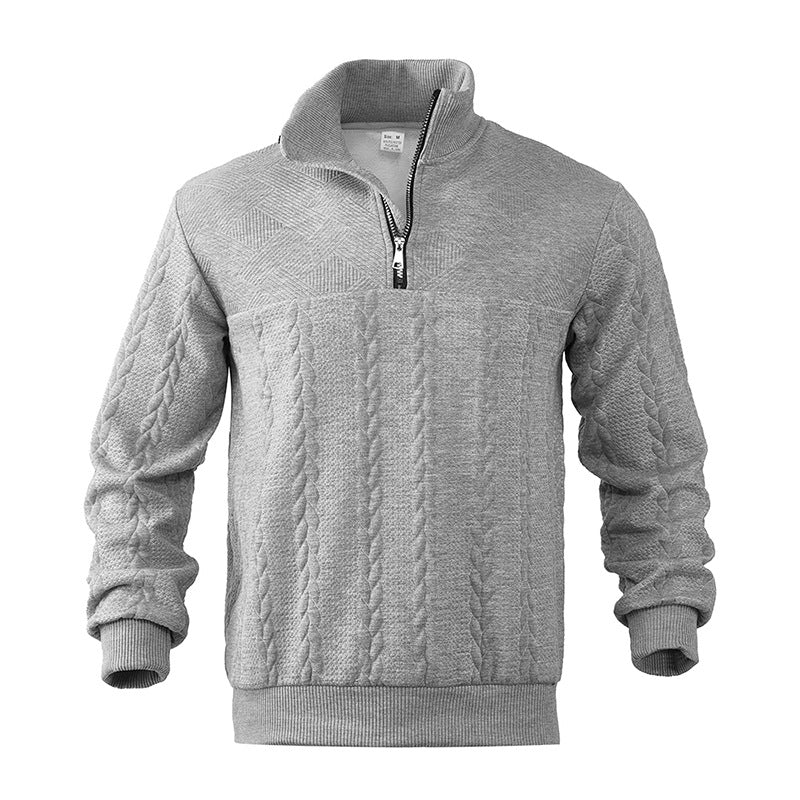 David | Herren Pullover Zopfstrick mit Viertelreißverschluss
