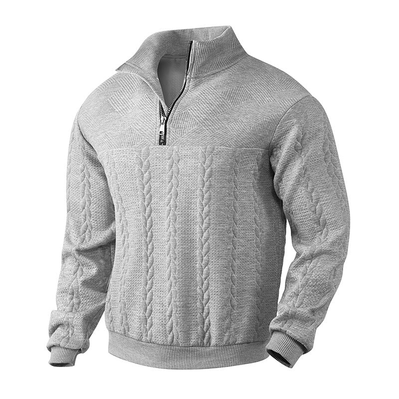 David | Herren Pullover Zopfstrick mit Viertelreißverschluss