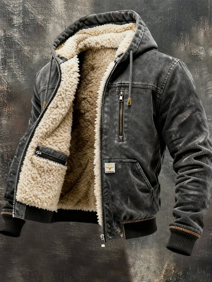Felix | Herren Sherpa Thermojacke im Vintage-Stil