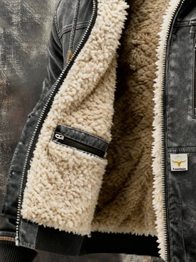 Felix | Herren Sherpa Thermojacke im Vintage-Stil
