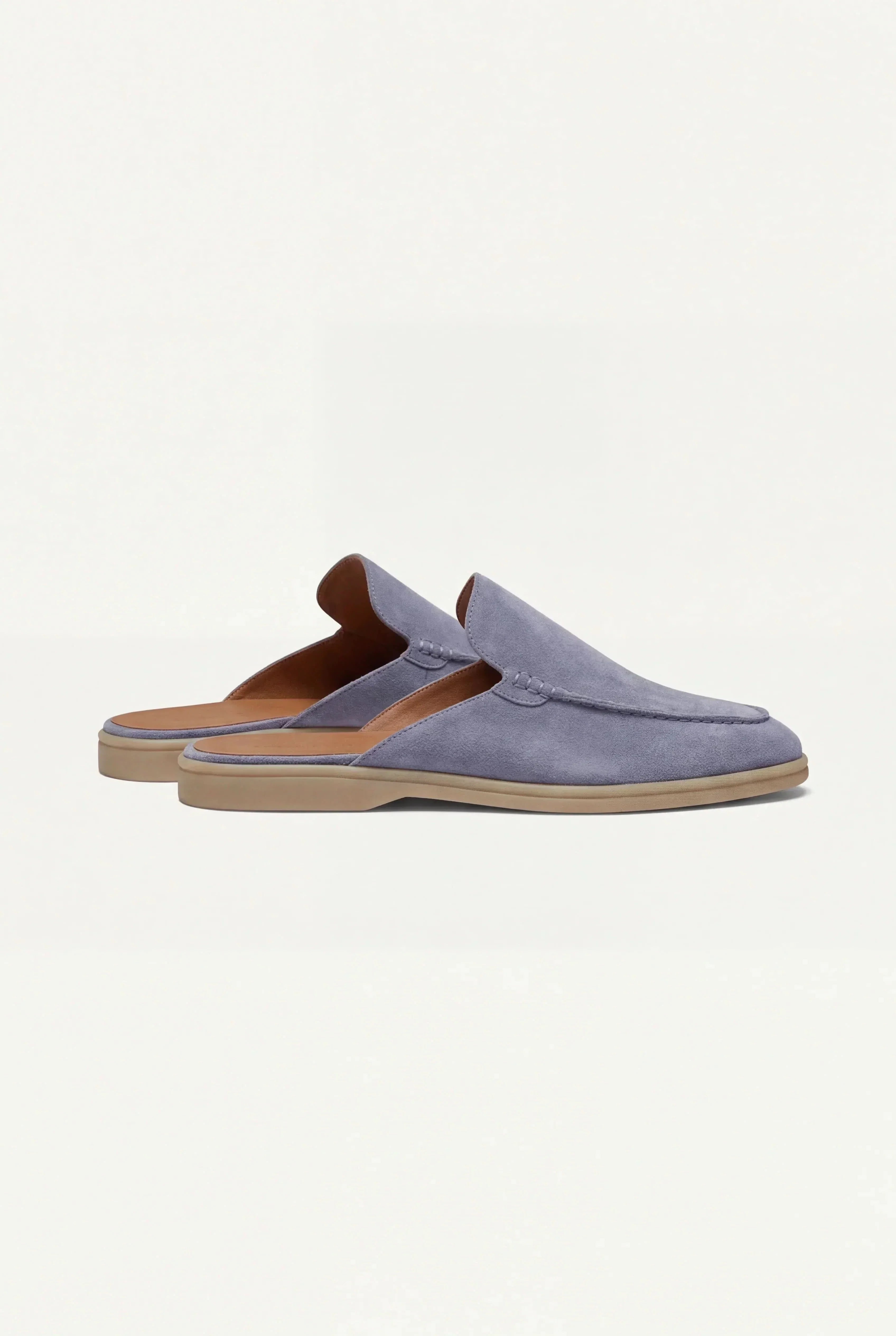 Baby Blue Suede Yacht Mules