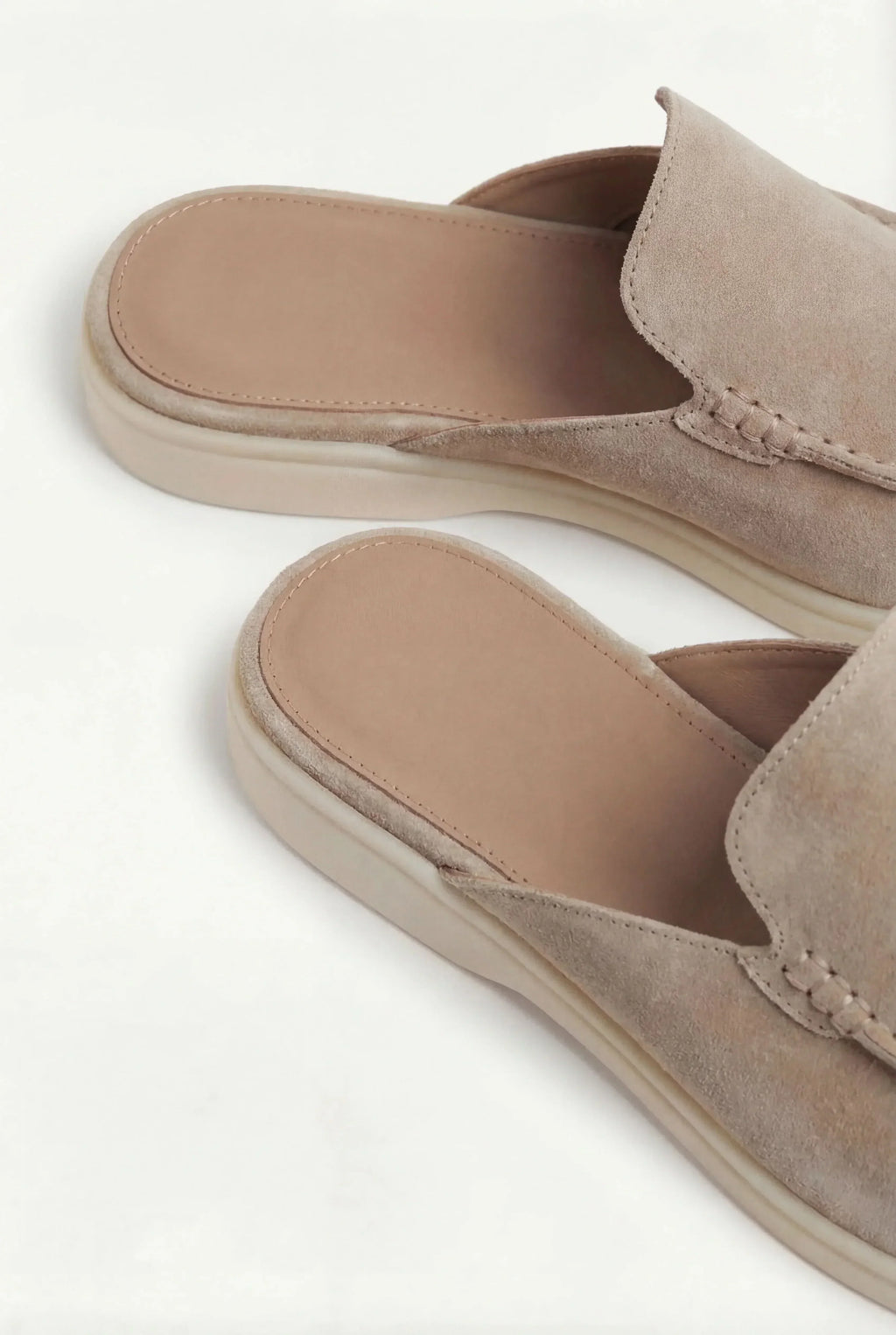 Beige Suede Yacht Mules