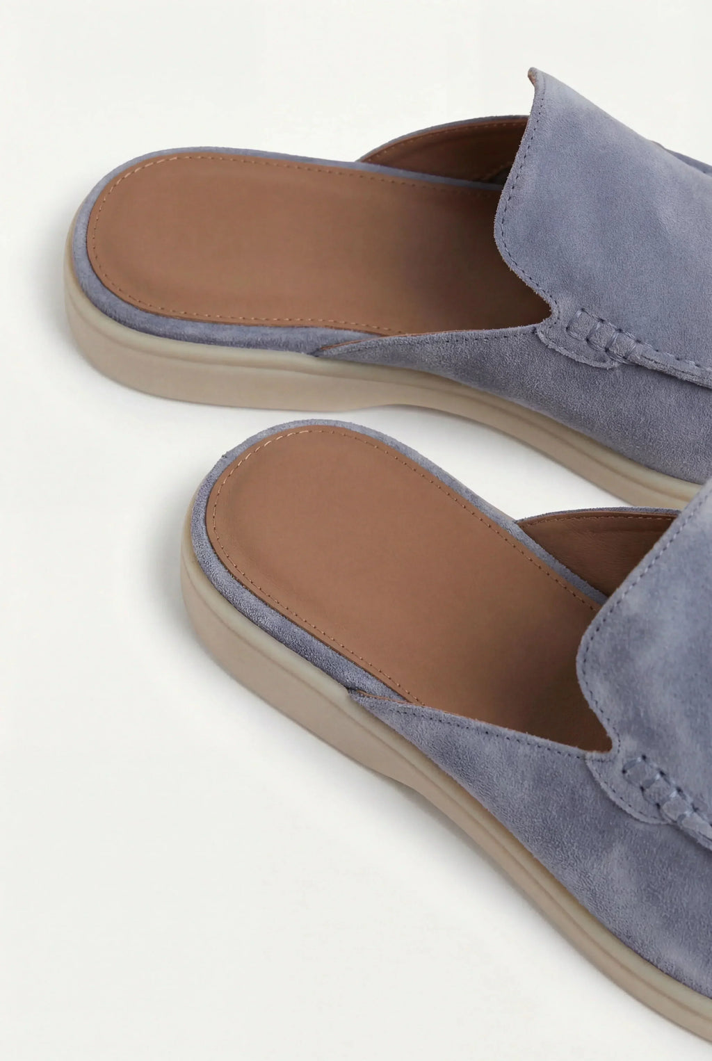 Baby Blue Suede Yacht Mules