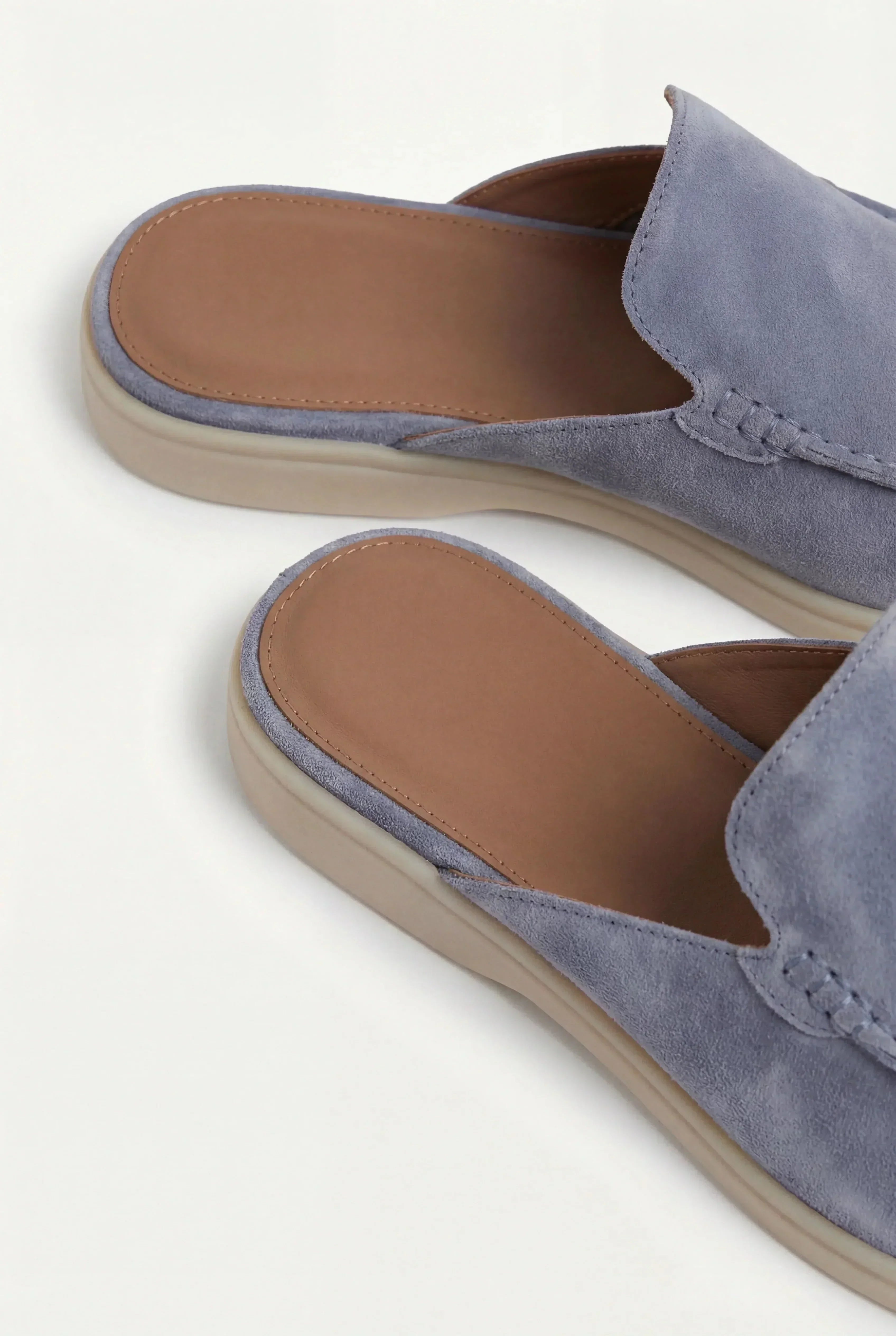 Baby Blue Suede Yacht Mules