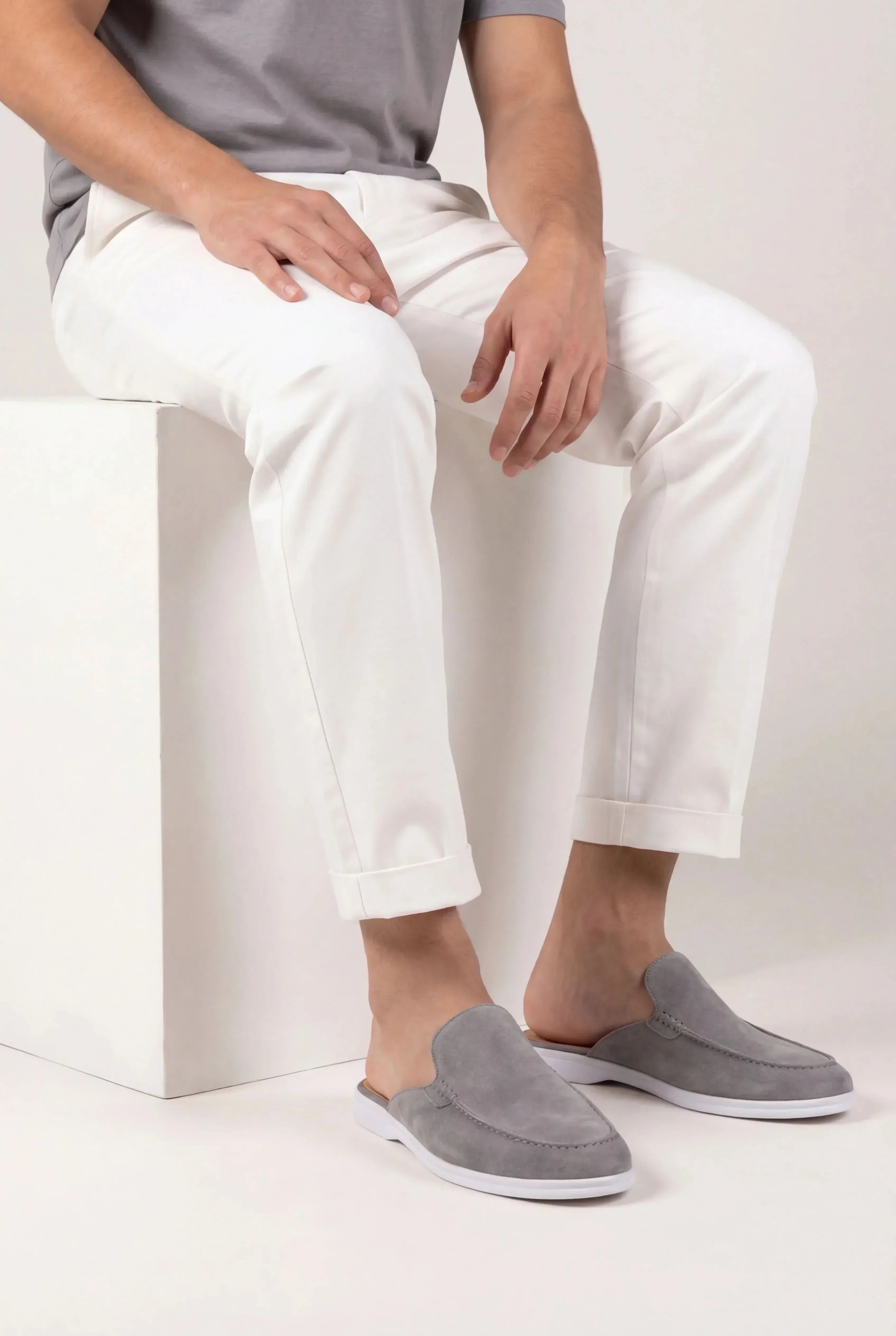 Gray Suede Yacht Mule