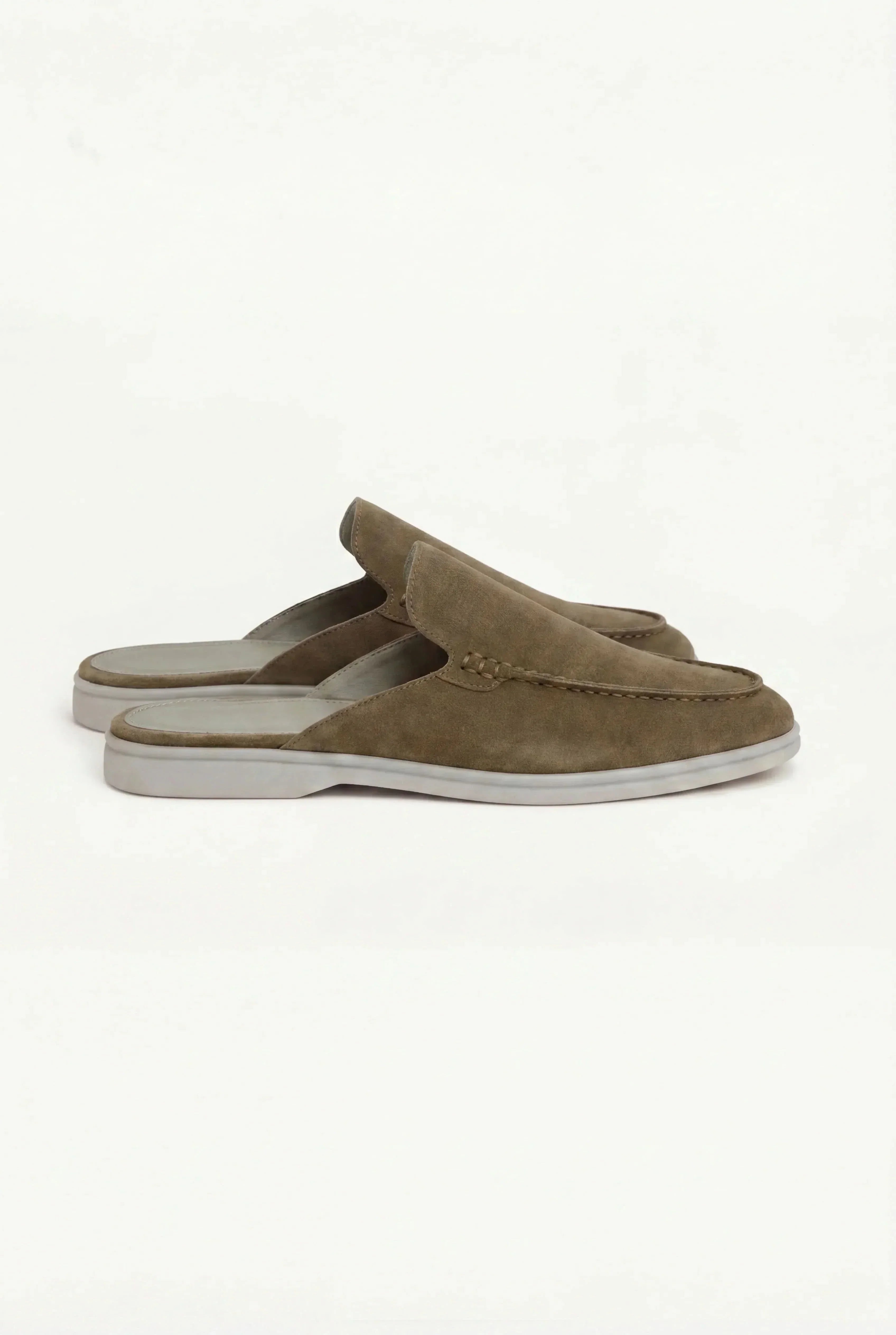 Olive Green Suede Yacht Mule