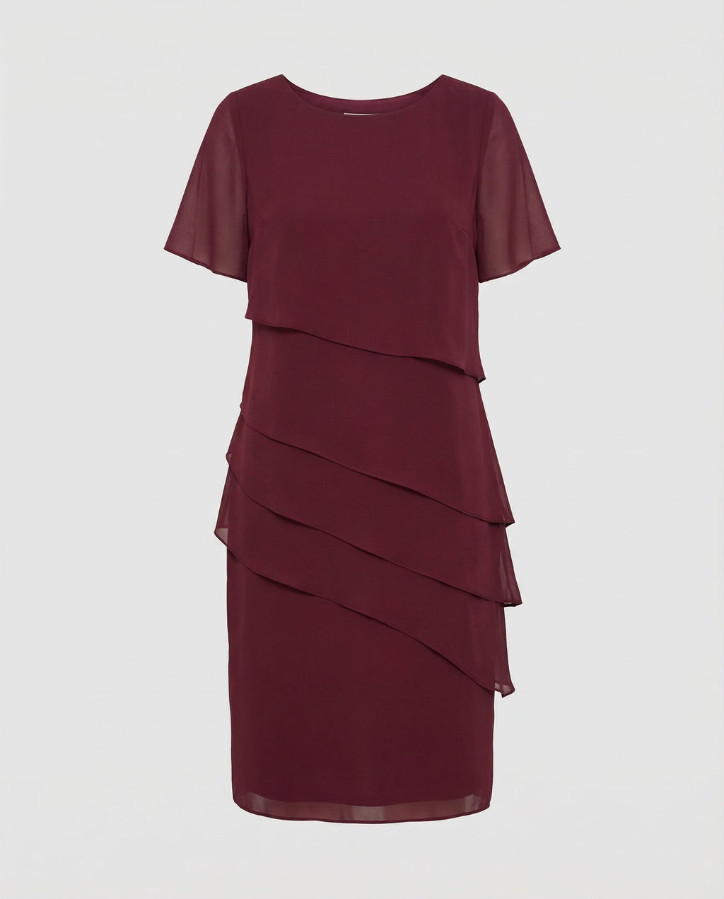 Minikleid im Lagen Look mit kurzen Ärmeln im einfarbigen Design