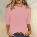 Mia | Damen Langarmshirt Rundhals, einfarbiges Basic-Shirt