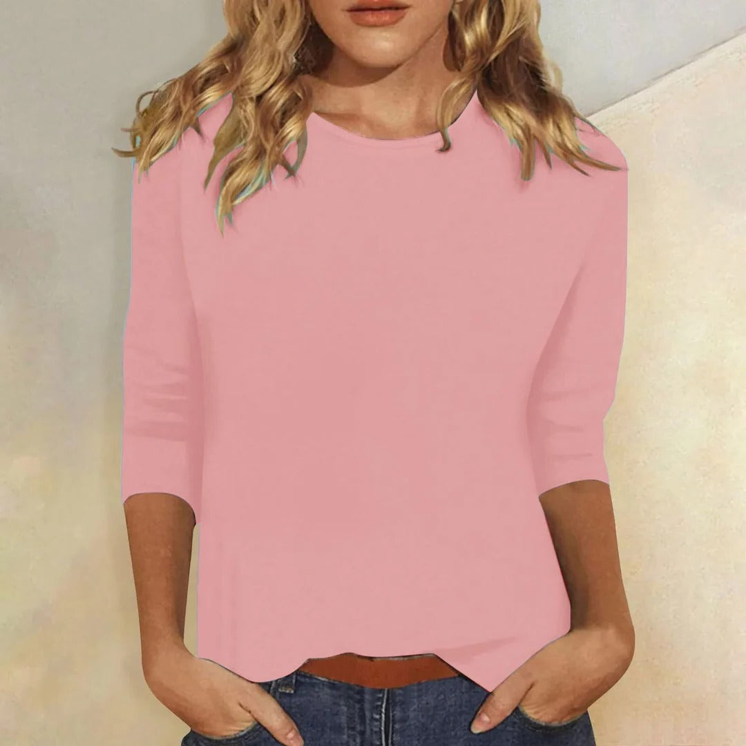 Mia | Damen Langarmshirt Rundhals, einfarbiges Basic-Shirt