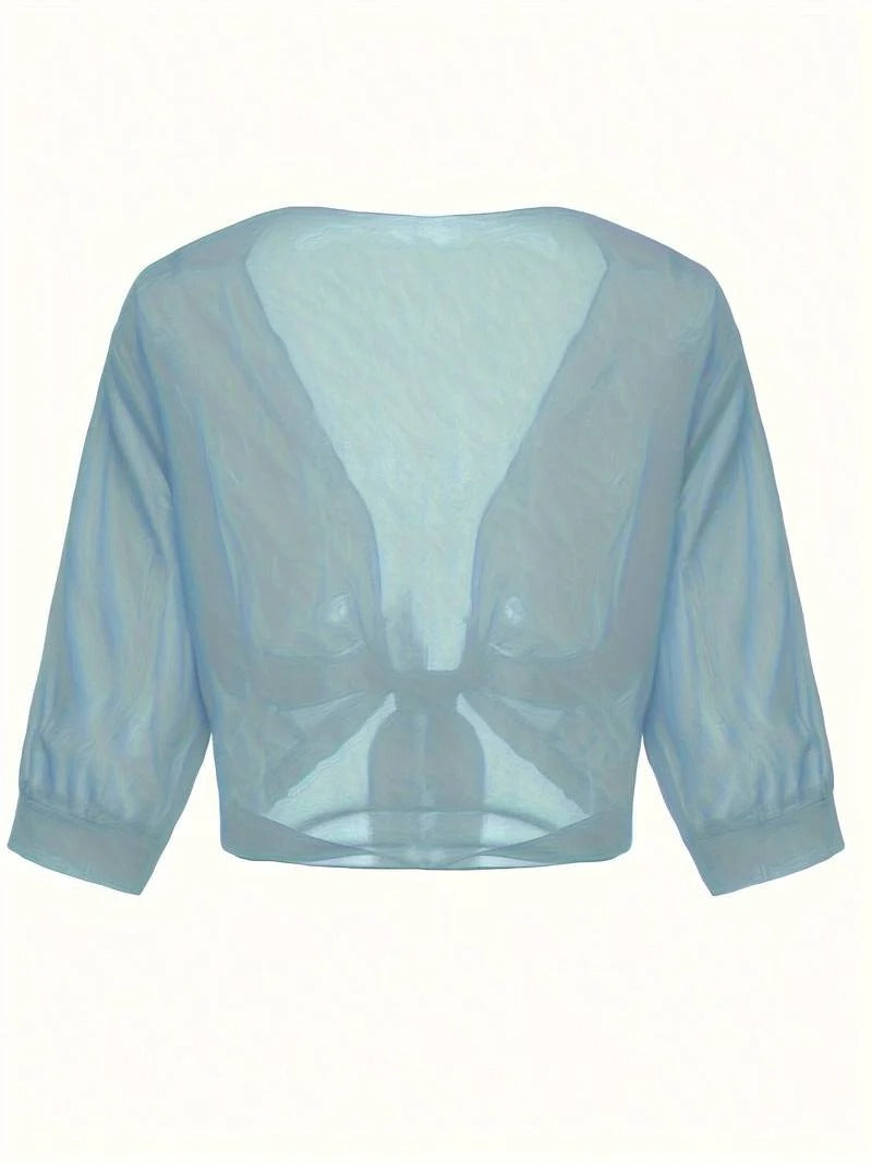 Luna | Damen Kimono Bluse zum Binden, offene Strickjacke Sommer