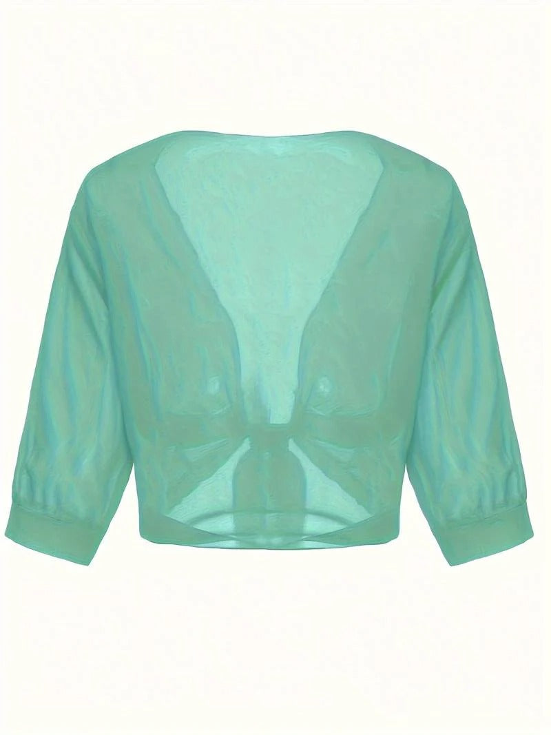 Luna | Damen Kimono Bluse zum Binden, offene Strickjacke Sommer