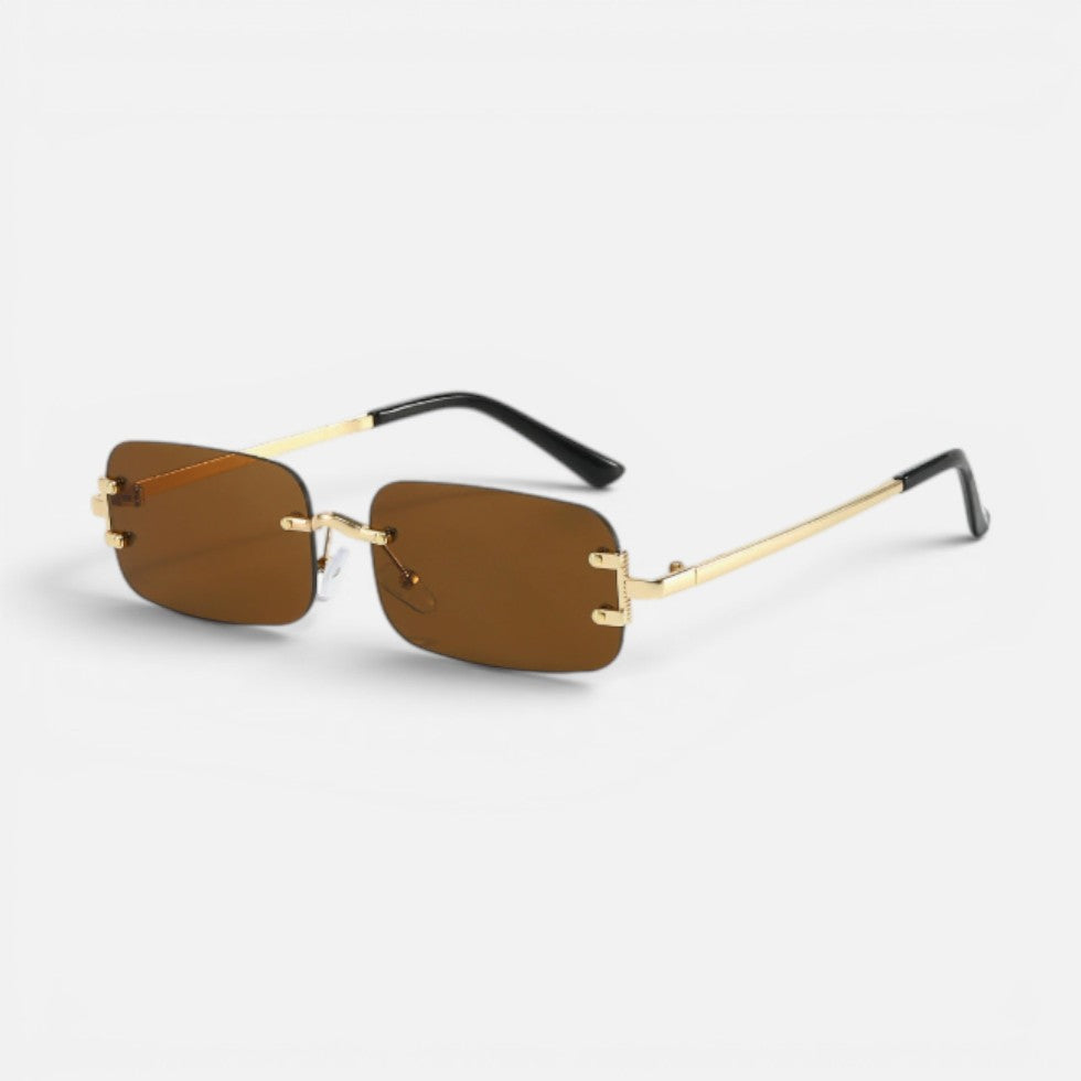 Randlos Sonnenbrille Rechteckige Form Metallgestell Getönte Gläser