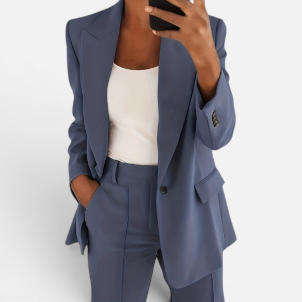 Damen Hosenanzug Set mit Blazer und weiter Hose