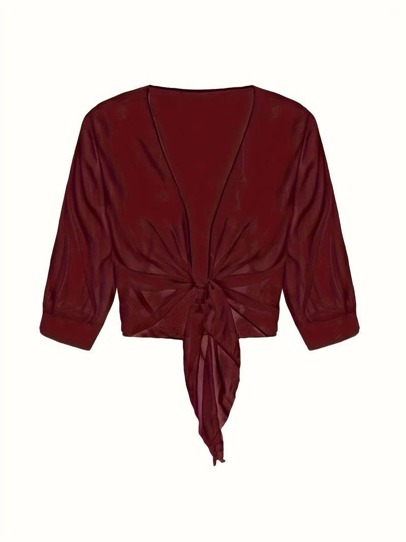 Luna | Damen Kimono Bluse zum Binden, offene Strickjacke Sommer