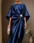 Lena Langes Abendkleid Satin Rundhals
