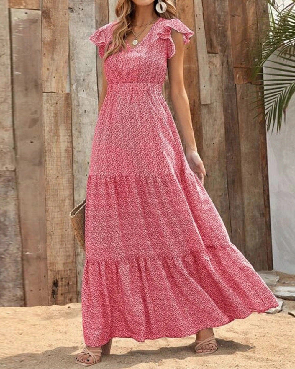 Mia Sommerkleid Blumenmuster V-Ausschnitt