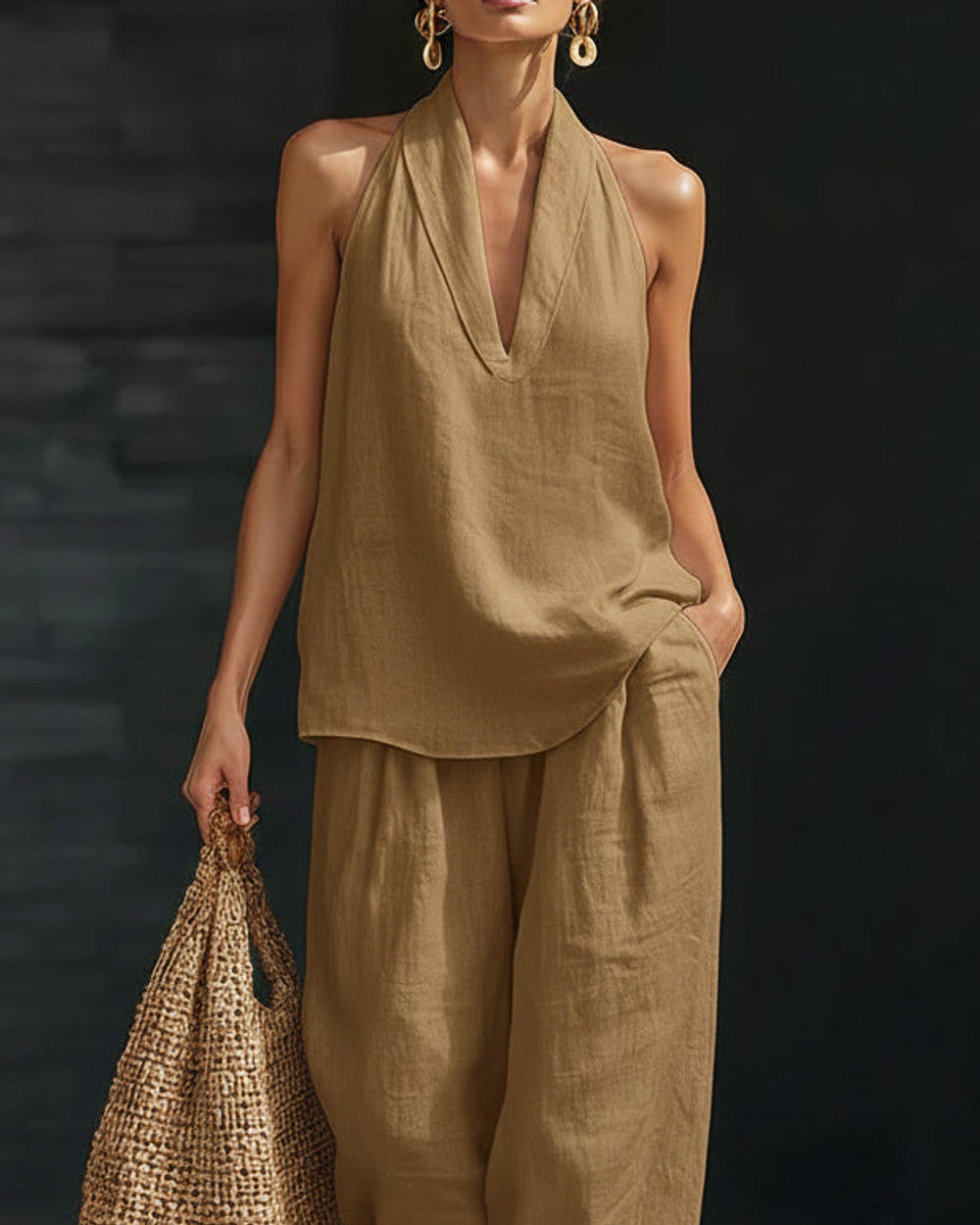 Lena Leinen Zweiteiler Kleid Damen