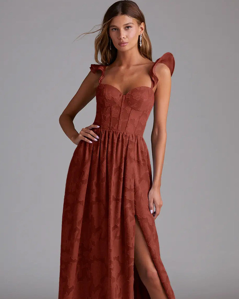 Denisse Terrakotta Brautjungfernkleid