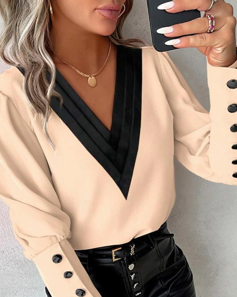 Lena Bluse Langarm V-Ausschnitt Damen
