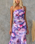 Deja Maxikleid Blumenmuster Asymmetrisch