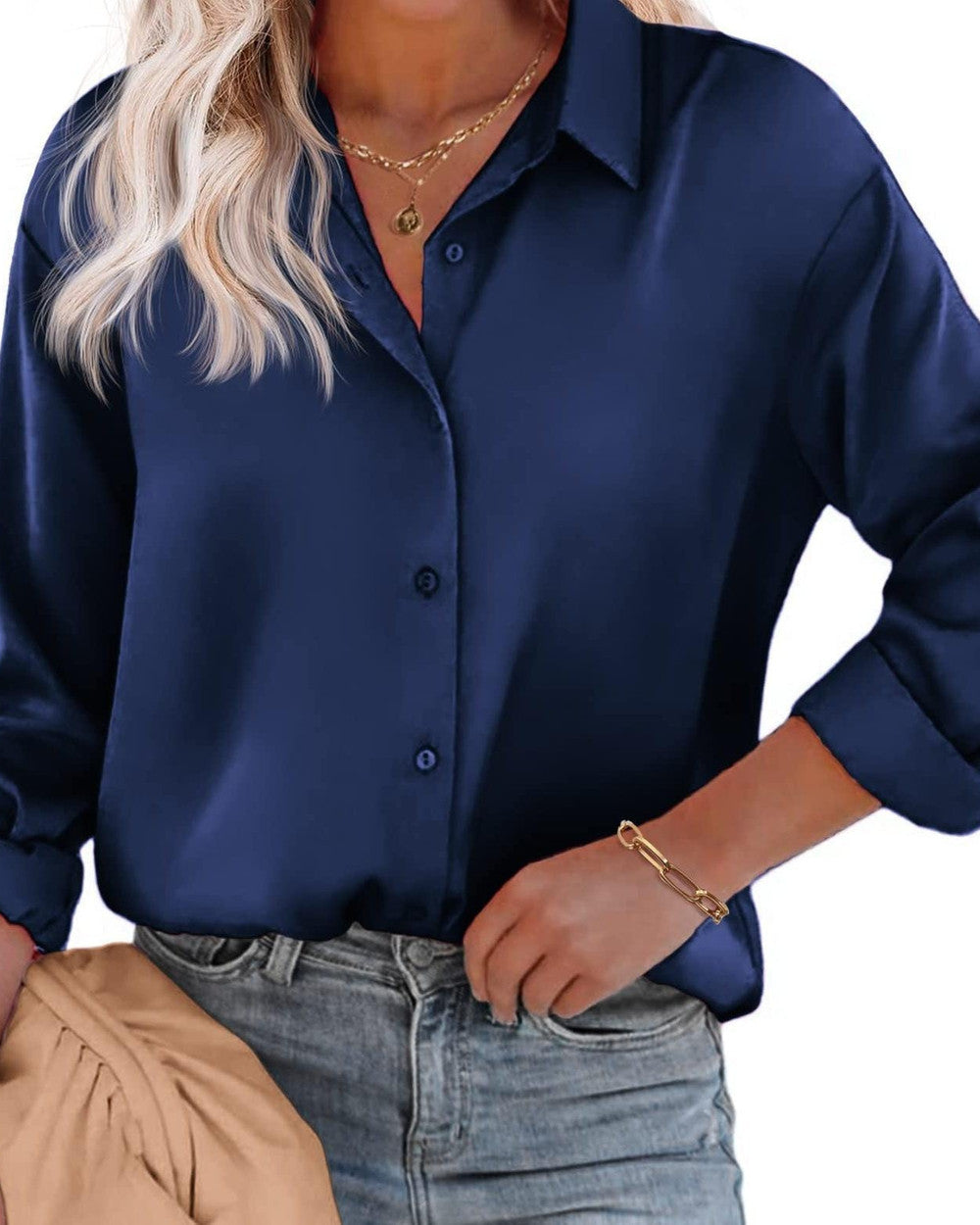 Lena Seidenbluse Knopfleiste Damen