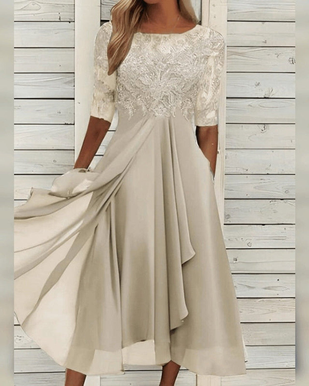 Savannah Damen Chiffon Mittellanges Kleid