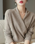 Lena Kaschmirpullover Wickeloptik Damen