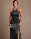 Lena Langes Satin-Abendkleid