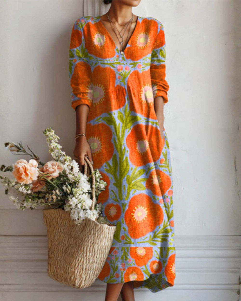 Lena Verzaubertes Blumenkleid Lang