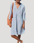 Lena Leinen Sommerkleid V-Ausschnitt