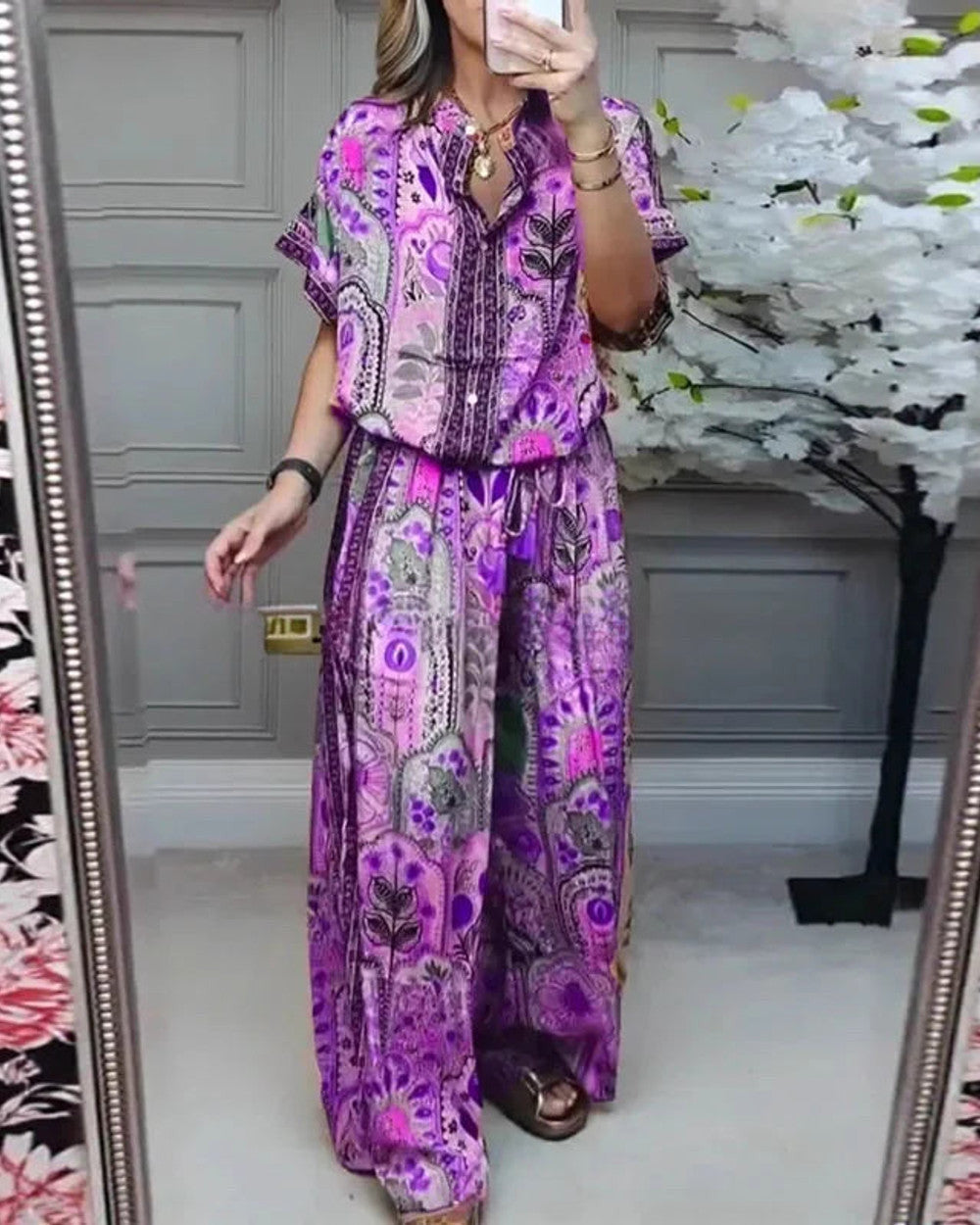 Lena Weite Leinenhose Boho Damen