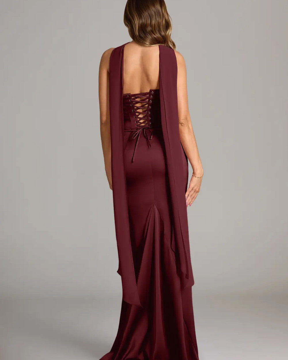 Sorrel Meerjungfrau Abendkleid Lang Satin