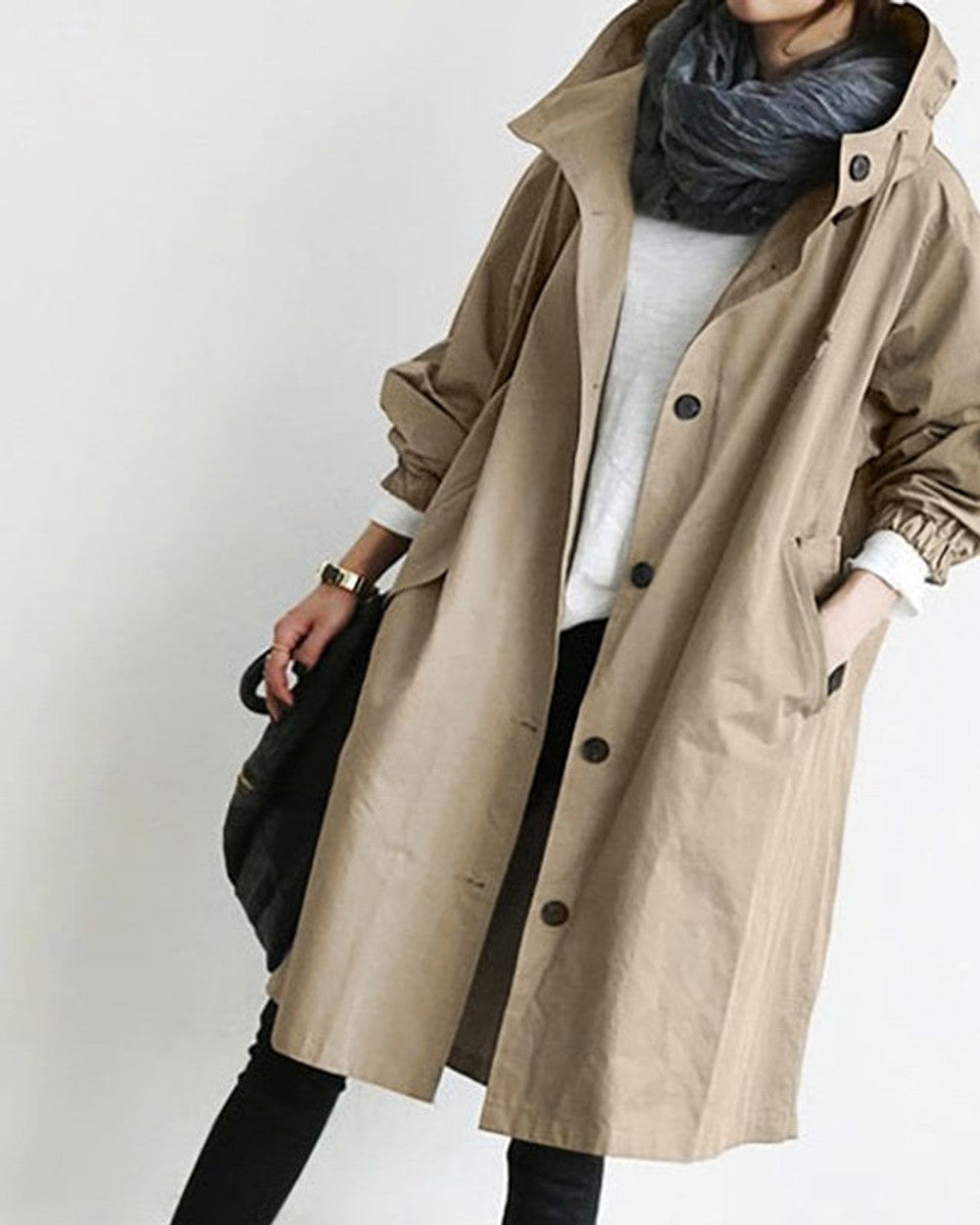 Alina Damen Trenchcoat mit Kapuze