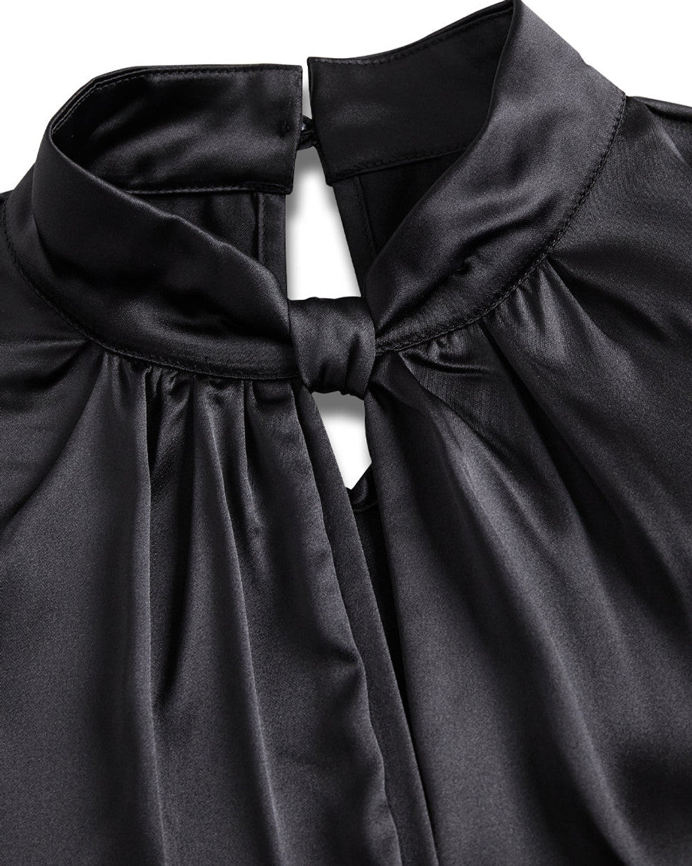 Lena Weiße Satin-Bluse Schlüsselloch