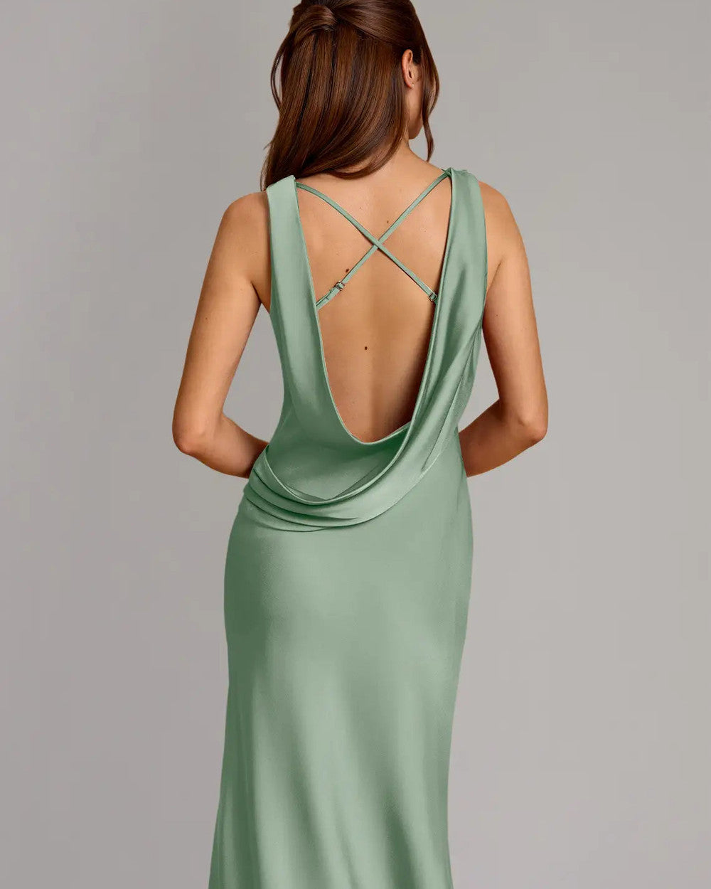 Cheryl Meerjungfrau Stretchsatin Abendkleid