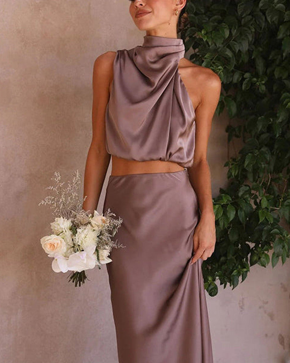 Lena Glanzeffekt Maxikleid Rundhals