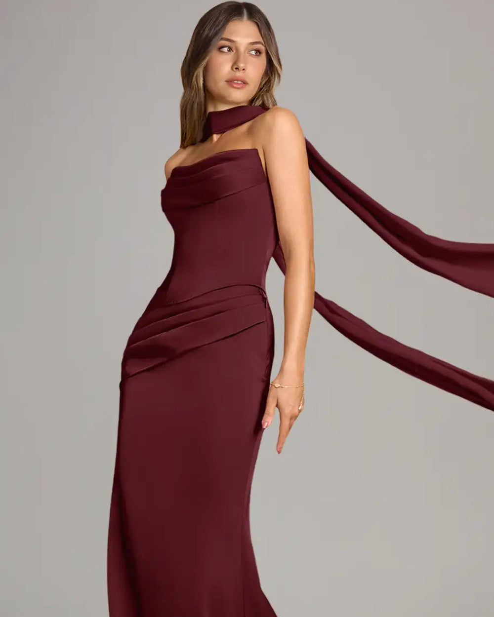 Sorrel Meerjungfrau Abendkleid Lang Satin